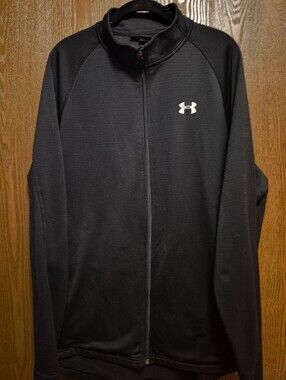 Under Armour Black Full-Zip Performance Jacket with White Logo Men's XL